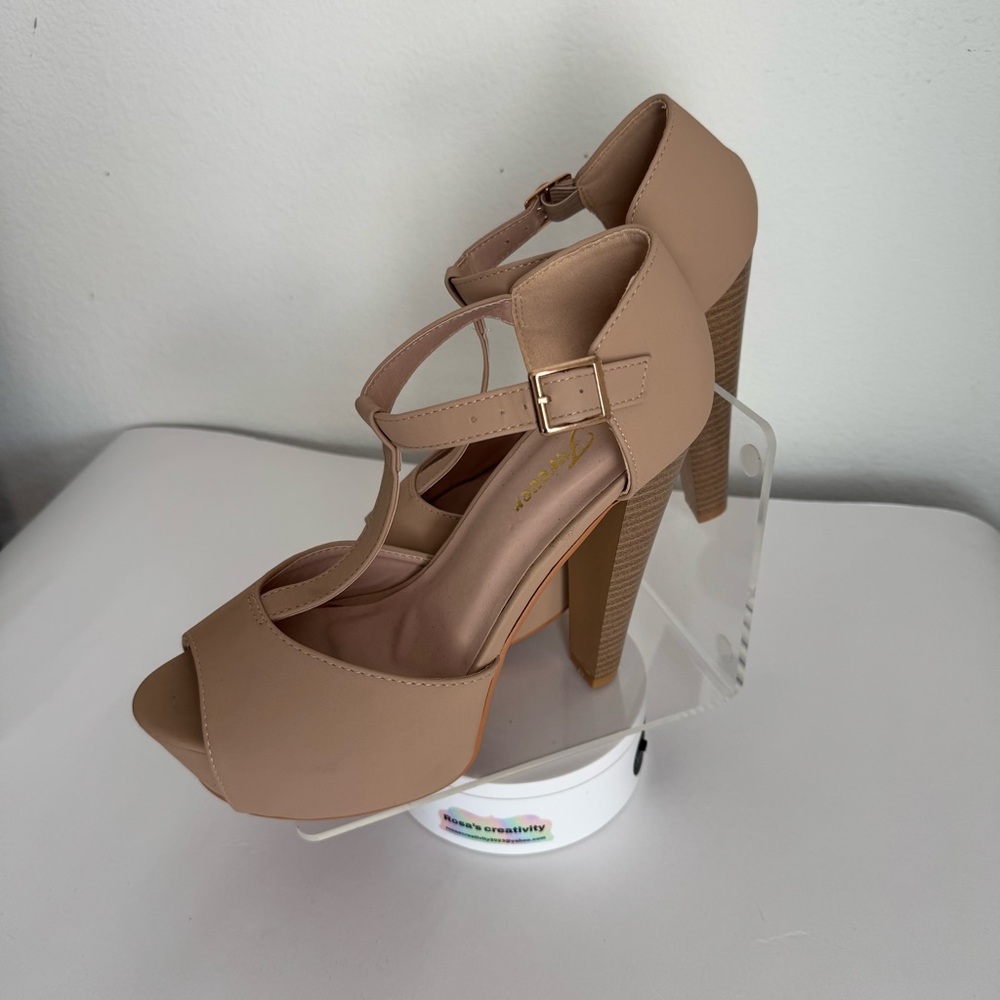 Forever Nude T-Strap Block Heels